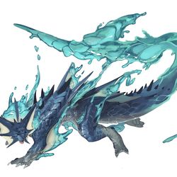 This is a pixiv picture whose title is Vaporeon x Monster Hunter.