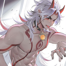 This is a pixiv picture whose title is 斯哈......怎么这么辣.