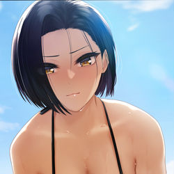 This is a pixiv picture whose title is 乗っかる矢式さん.