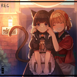 This is a pixiv picture whose title is 猫喫茶リコリコ.