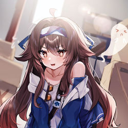 This is a pixiv picture whose title is 胡桃X罗森.