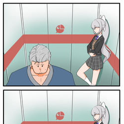 This is a pixiv picture whose title is エレベーターでばったり.