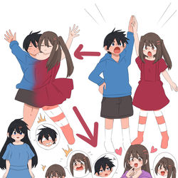 This is a pixiv picture whose title is 融合後、分離に失敗する二人.