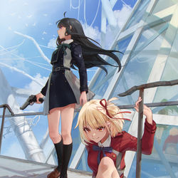 This is a pixiv picture whose title is リコリス・リコイル.
