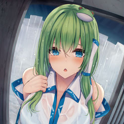 This is a pixiv picture whose title is 濡れ早苗さん.