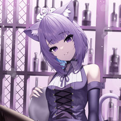 This is a pixiv picture whose title is 猫又おかゆ.