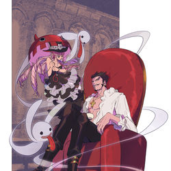 This is a pixiv picture whose title is ミホークとペローナ.