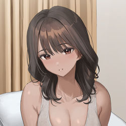 This is a pixiv picture whose title is お茶を布団にこぼしたらお姉ちゃんと一緒に寝ることになった.