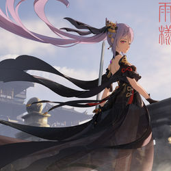 This is a pixiv picture whose title is 暗黑刻晴.