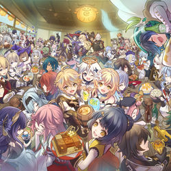 This is a pixiv picture whose title is 原神2周年.