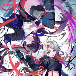 This is a pixiv picture whose title is 廃墟と錆びた銃声.