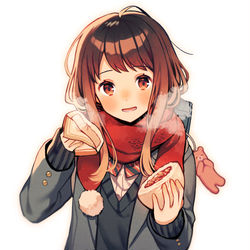 This is a pixiv picture whose title is 半分こ.