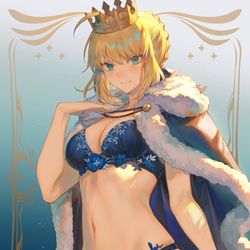 This is a pixiv picture whose title is 下着モデル「セイバー」.