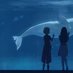 This is a pixiv picture whose title is 水族館で。.