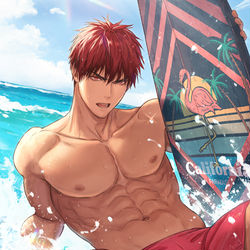 This is a pixiv picture whose title is 海の火神.