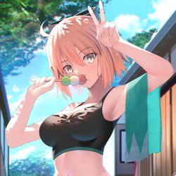 This is a pixiv picture whose title is 沖田さん！.