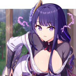 This is a pixiv picture whose title is 雨宿り雷電将軍.