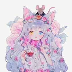 This is a pixiv picture whose title is ねこのお嬢様.