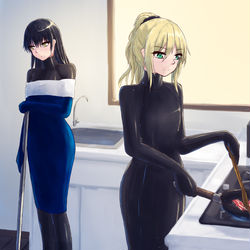 This is a pixiv picture whose title is 约稿16, 紧身日常和宇宙人鱼.
