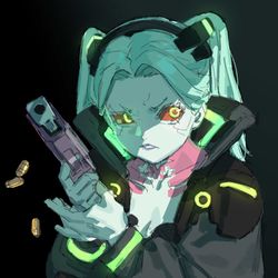 This is a pixiv picture whose title is 最近的赛博朋克合集.
