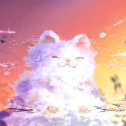 This is a pixiv picture whose title is 「夏の終わりと秋の始まりに見れることがあると噂の猫雲」.
