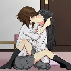 This is a pixiv picture whose title is 【創作百合】.