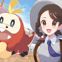 This is a pixiv picture whose title is 【ポケモンSV】アオイちゃんとホゲータ.