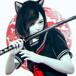 This is a pixiv picture whose title is 猫耳刀娘【🔴】.