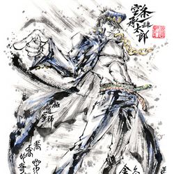 This is a pixiv picture whose title is 【極道畫師】空条承太郎.