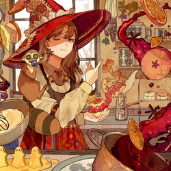 This is a pixiv picture whose title is 魔法のキッチン.