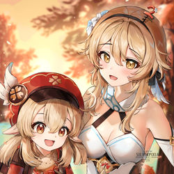 This is a pixiv picture whose title is Celebrate with Klee & Lumine!.