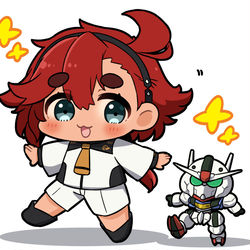 This is a pixiv picture whose title is スレッタちゃんとエアリアルくん！.