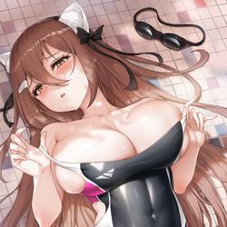 This is a pixiv picture whose title is 競泳黒羽ニャ1.