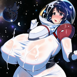 This is a pixiv picture whose title is [skeb]宇宙服の中に母乳が出ちゃうリノア.