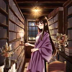 This is a pixiv picture whose title is ひまわりさんと夜の部屋.