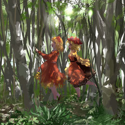 This is a pixiv picture whose title is 秋姉妹.
