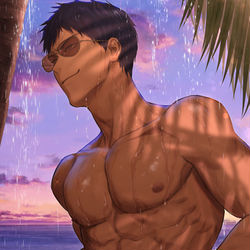 This is a pixiv picture whose title is 海の青峰.