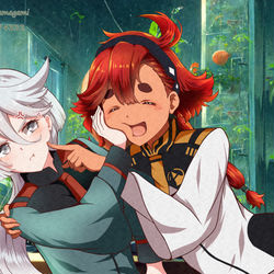 This is a pixiv picture whose title is えへへ、ミオリネさんの肌白くてやわらかい.