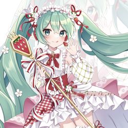 This is a pixiv picture whose title is いちごミク🍓.