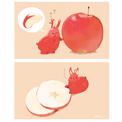 This is a pixiv picture whose title is りんごうさぎとりんご.