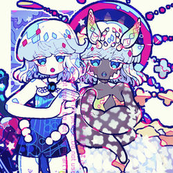 This is a pixiv picture whose title is 【skeb】Wくらげちゃん片思いハート！.