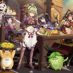 This is a pixiv picture whose title is 普斯帕咖啡馆的晚餐.