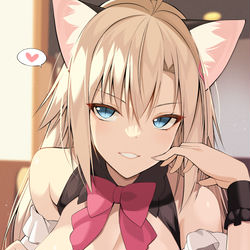 This is a pixiv picture whose title is レストランで挑発してくる猫耳お嬢様.