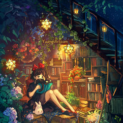 This is a pixiv picture whose title is Under the Stairs.