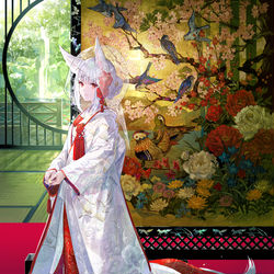 This is a pixiv picture whose title is 狐の嫁入り.