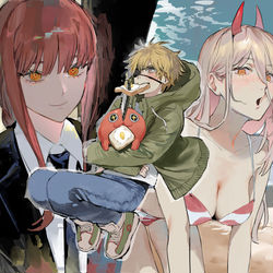 This is a pixiv picture whose title is Chainsaw Man.