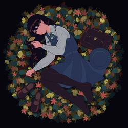 This is a pixiv picture whose title is 落葉.