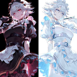 This is a pixiv picture whose title is 咲夜さん ブラック/ホワイト.
