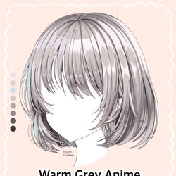 This is a pixiv picture whose title is Warm Grey Anime Hair Tutorial.