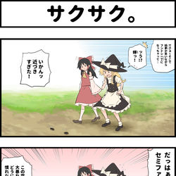 This is a pixiv picture whose title is 蝉 VS 霊夢.